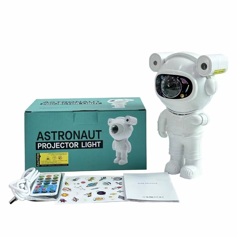 Lampa za projekciju s glasovnim upravljanjem, astronaut tema, atmosfera polarne svjetlosti i zvjezdjanog neba, Bluetooth glazbeni projektor i noćna svjetiljka