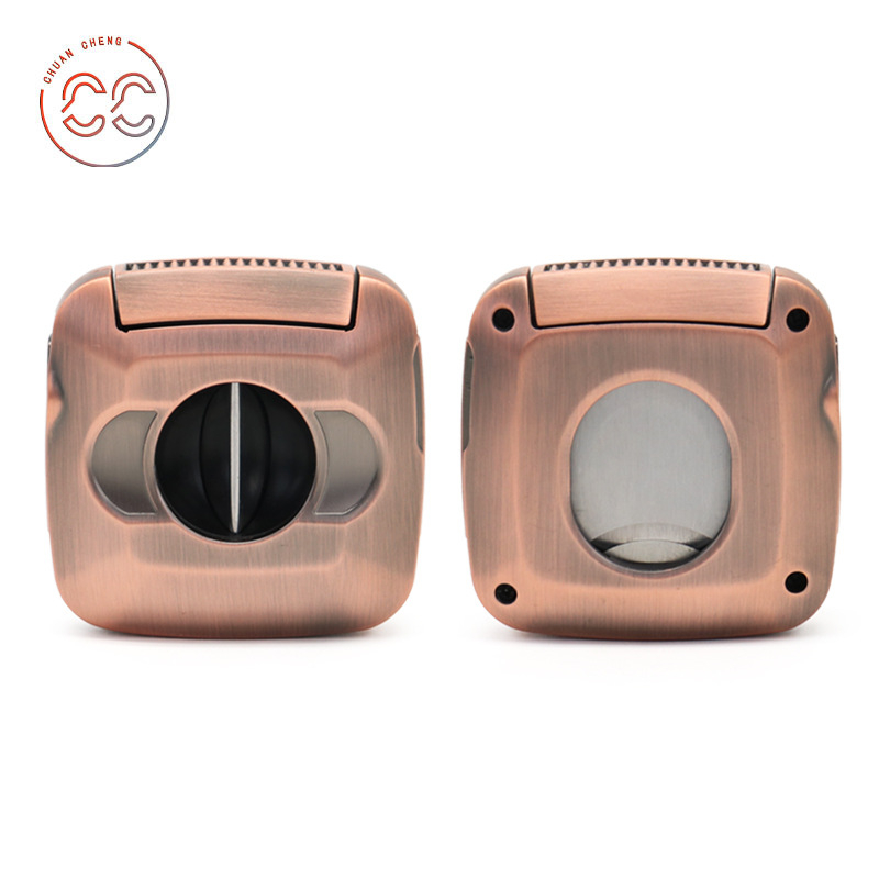 Szivarvágó és tartó - négy az egyben, V-alakú rozsdamentes acél, szélvédett dizájn; logónyomás elérhető; testreszabás; határon átívelő kizárólagos export