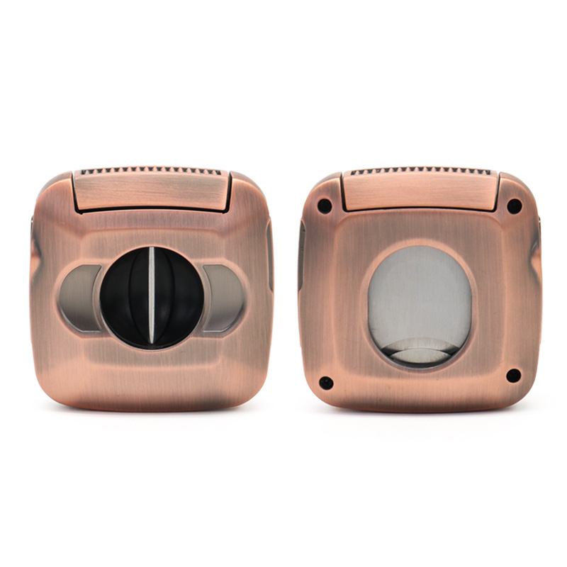 Szivarvágó és tartó - négy az egyben, V-alakú rozsdamentes acél, szélvédett dizájn; logónyomás elérhető; testreszabás; határon átívelő kizárólagos export