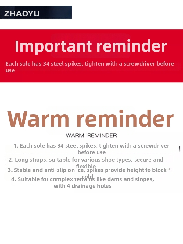Chaoyu Protecții antiderapante pentru încălțăminte cu gheare pentru alpinism outdoor – Specificații AS, 50 buc