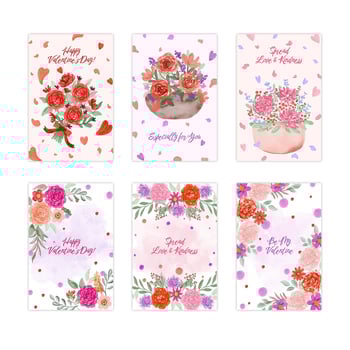 Felicitări de Valentine's Day, set de 6 cu plicuri; carton, imprimare, stil simplu și modern, categorie: felicitări, ambalaj de bază