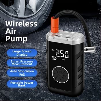 Autopumpa na vzduch s dvojitým napájaním, bezdrôtová, digitálny LCD displej, meranie tlaku v pneumatikách, USB nabíjanie