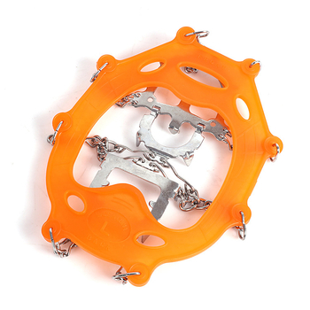 Cramponi antiderapare pentru zăpadă, 12 dinți, cu protecții din cauciuc pentru încălțăminte, oțel inox 201, sudate