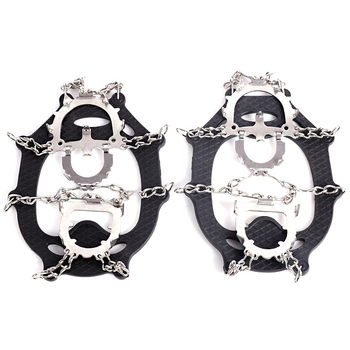 Cramponi antiderapare pentru zăpadă, 12 dinți, cu protecții din cauciuc pentru încălțăminte, oțel inox 201, sudate