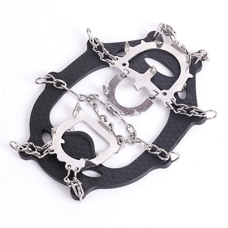 Cramponi antiderapare pentru zăpadă, 12 dinți, cu protecții din cauciuc pentru încălțăminte, oțel inox 201, sudate