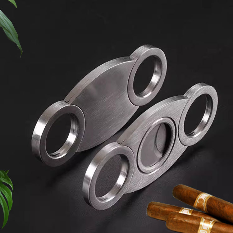 BigSun foarfecă pentru trabuc din oțel inoxidabil, portabilă, lame duble, finisaj periat