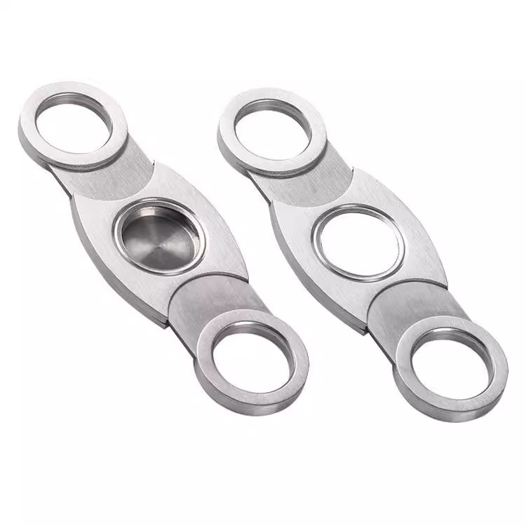 BigSun foarfecă pentru trabuc din oțel inoxidabil, portabilă, lame duble, finisaj periat