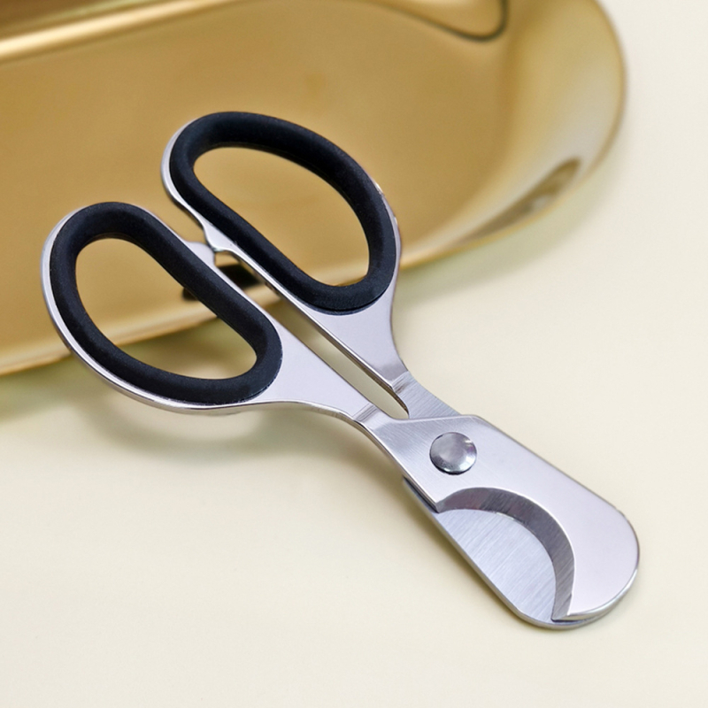 Tăietor circular pentru trabucuri din oțel inoxidabil, lamă cu două tăișuri, mâner cu inel de cauciuc, realizat manual, personalizabil, finisaj fin lustruit