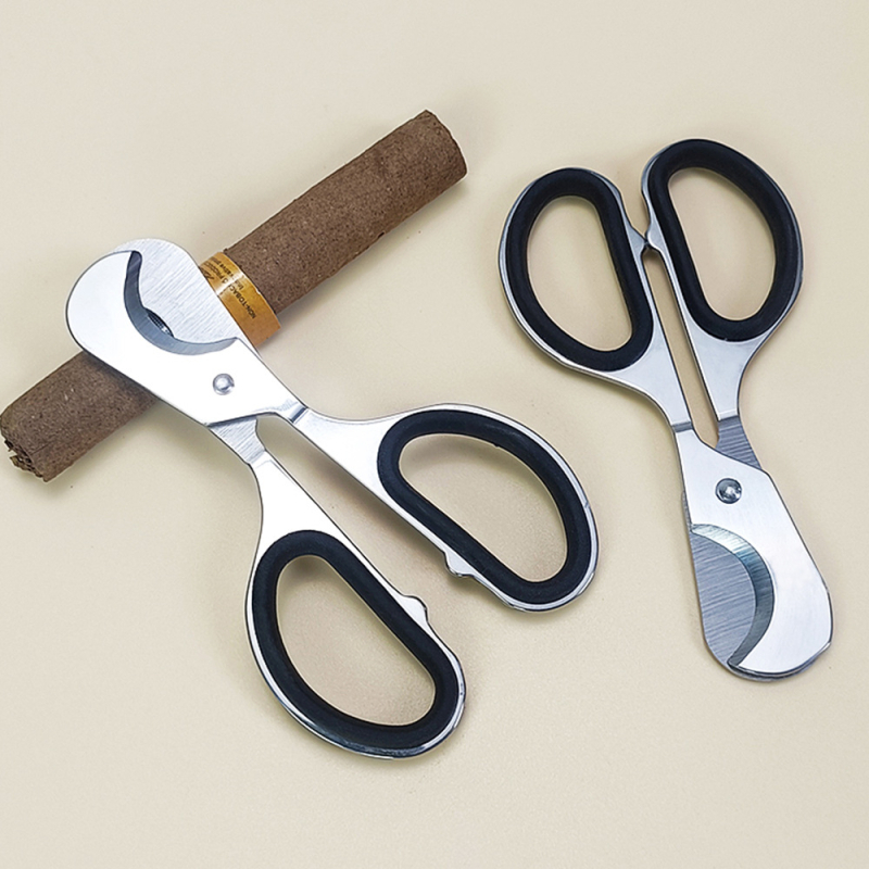 Tăietor circular pentru trabucuri din oțel inoxidabil, lamă cu două tăișuri, mâner cu inel de cauciuc, realizat manual, personalizabil, finisaj fin lustruit