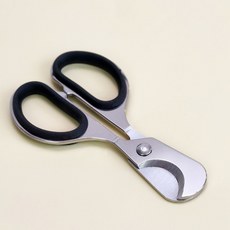 Tăietor circular pentru trabucuri din oțel inoxidabil, lamă cu două tăișuri, mâner cu inel de cauciuc, realizat manual, personalizabil, finisaj fin lustruit