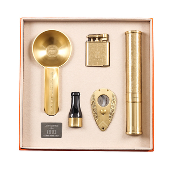 Monsoon set unelte pentru țigări – metal, lucrat manual, cu posibilitatea de personalizare, pachet de cinci piese, include scrumieră, tub pentru țigări, foarfă pentru țigări, suport pentru țigări și aprinzător