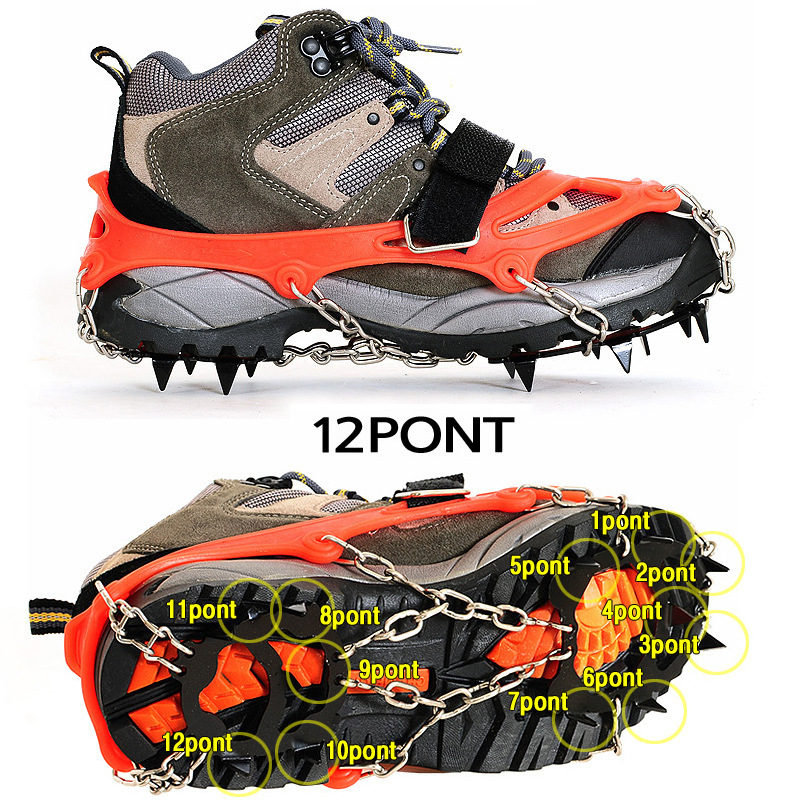 Cramponi anti-derapare pentru încălțăminte, 12 dinți, aluminiu, set de 50, Origine: China