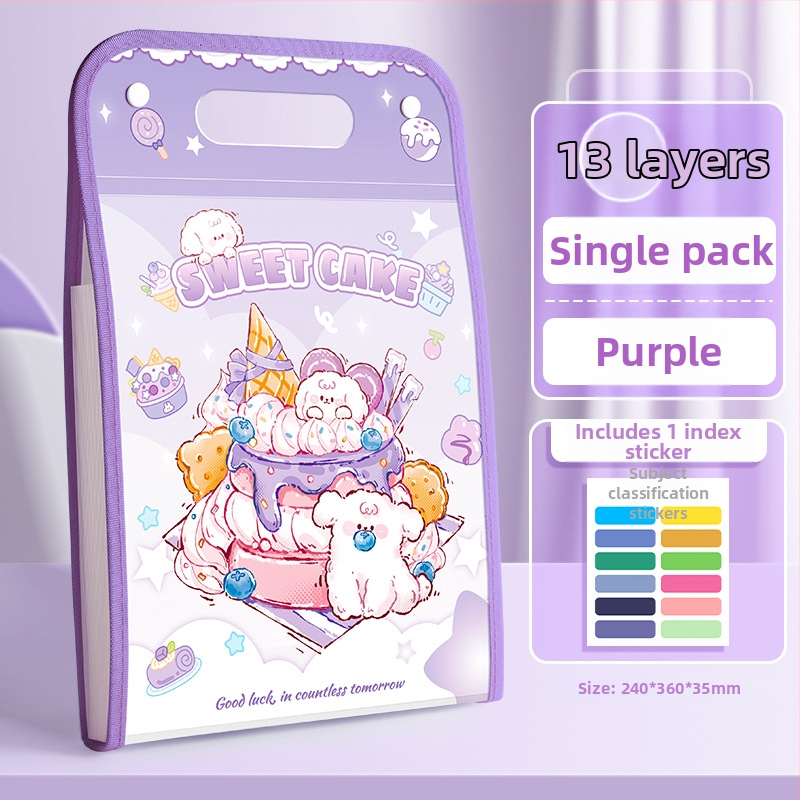 Kaba Bear prenosný organizér na dokumenty, PP materiál, 13 priehradiek, hrúbka 13C, tlačené logo, možnosť prispôsobenia