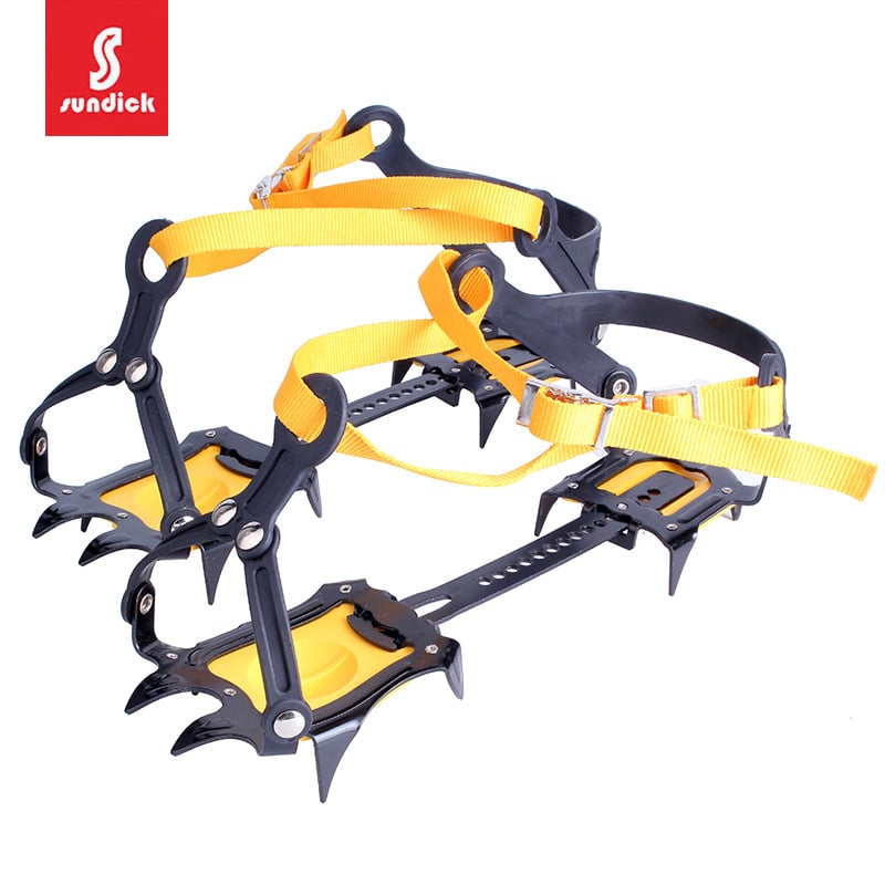 Crampon reglabil pentru alpinism pe gheață, cu 10 dinți, din oțel mangan