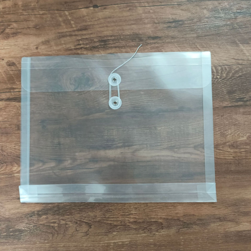 Mapă pentru fișiere din plastic, cu șnur, personalizabilă, PP material, transparentă, formă pătrată, pentru portofoliu, cod Cs-a5