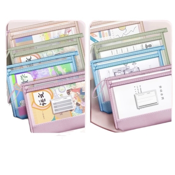 Geantă pentru fișiere din plasă de nailon, cu fermoar, strat dublu de plasă, capacitate mare