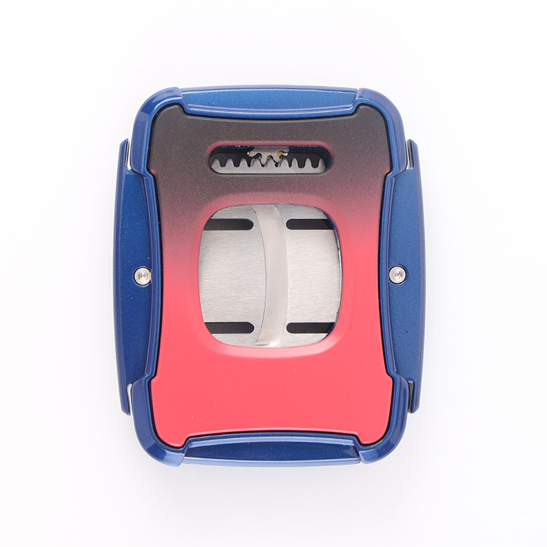 Foarfece pentru trabucuri, cu lamă dublă, din oțel inoxidabil, finisaj electroplacat, Somgar, personalizare disponibilă