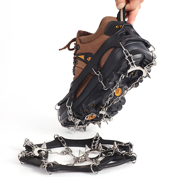 Cleme anti-alunecare pentru încălțăminte cu 11 dinți, oțel inoxidabil 201, pentru alpinism în aer liber