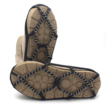 Protezie antialunecare pentru încălțăminte cu gheare din oțel inoxidabil, design cu role din oțel, materiale: oțel inoxidabil + TPE, 100 bucăți, MUXIN CAMP