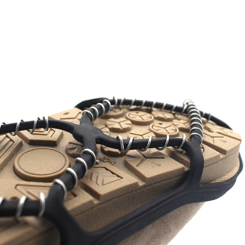 Protezie antialunecare pentru încălțăminte cu gheare din oțel inoxidabil, design cu role din oțel, materiale: oțel inoxidabil + TPE, 100 bucăți, MUXIN CAMP