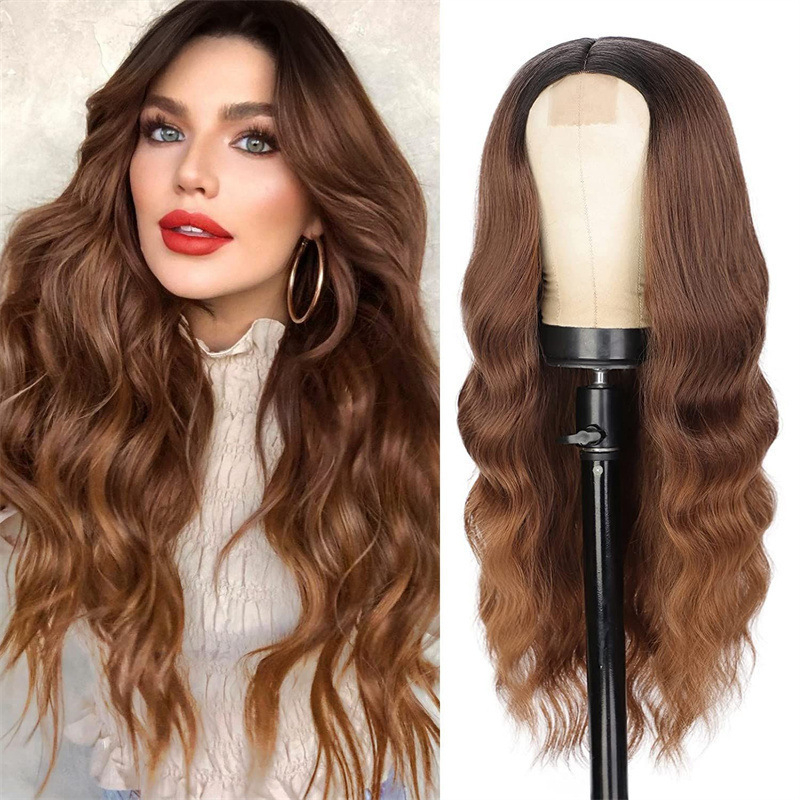 Front Lace Wig za žene s dugom kovrčavom kosom, srednji dio, termički otporna kosa, model C-03077