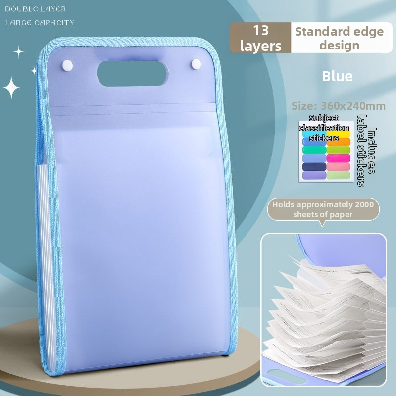 Vertikálna akordeónová taška na dokumenty, 13 oddelení, PP materiál, vlastné logo, spracovanie na zákazku