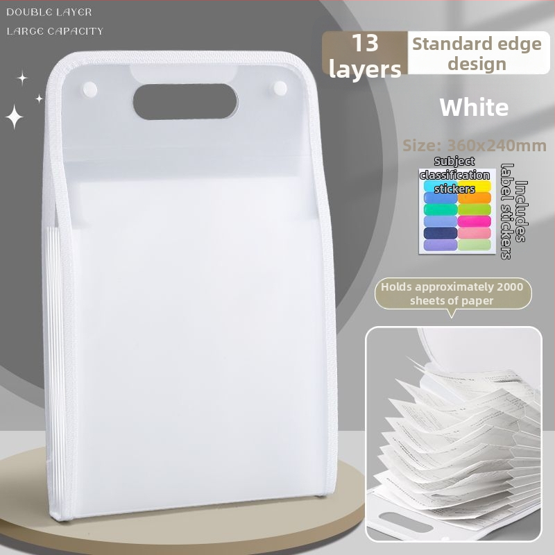 Vertikálna akordeónová taška na dokumenty, 13 oddelení, PP materiál, vlastné logo, spracovanie na zákazku