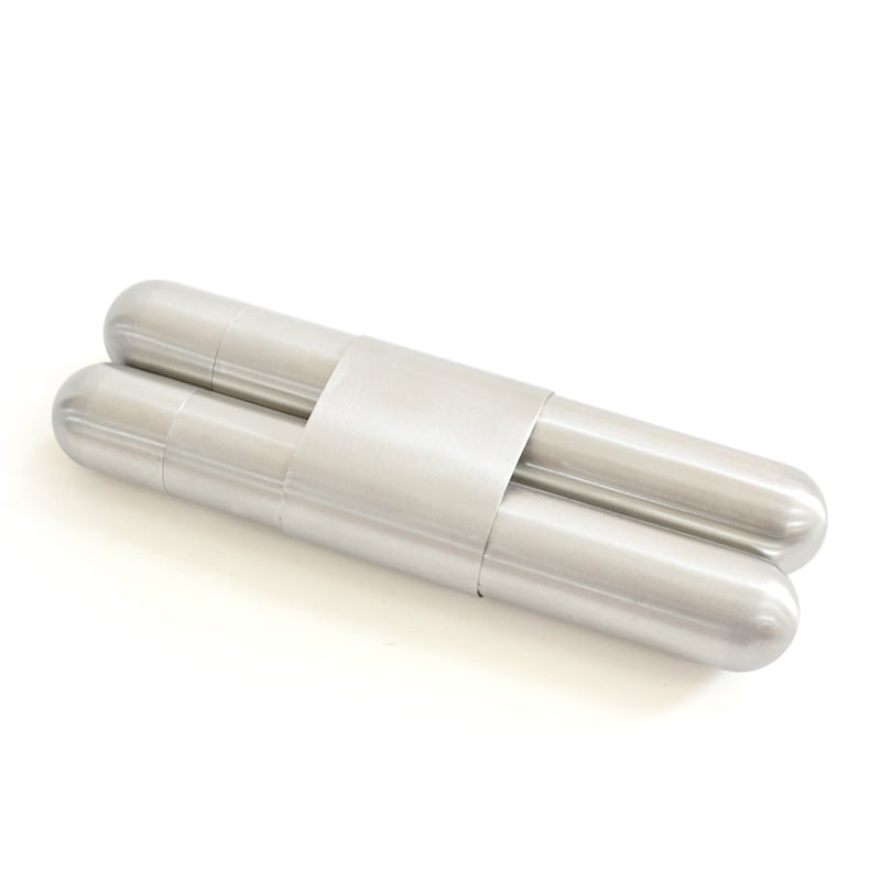 Tub metal din oțel inoxidabil pentru țigări, design cu două canale, husă protectoare portabilă cu cutie de umidare și bucăți de cedru – cadou de afaceri