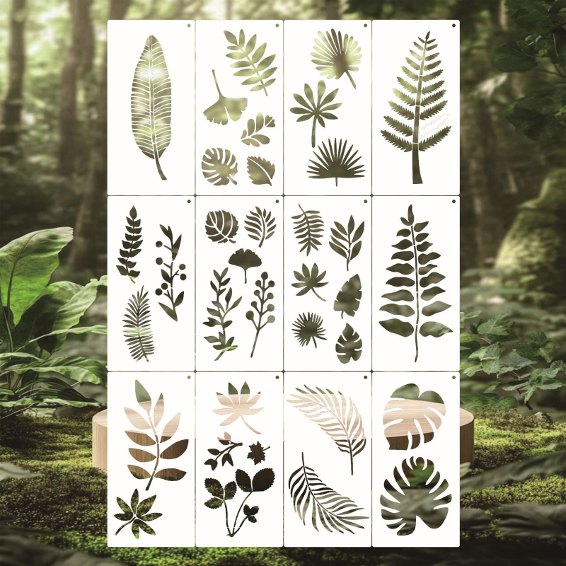 Șablon de pictură cu frunze și flori, decupaj - PET material, Brand Xiao Ba, Fără import, Fără autorizare IP