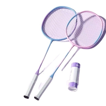 Set de două rachete badminton pentru adulți și copii — design ultra-ușor ofensiv, cadru din aliaj de fier, greutate 95–100 g, mâner G2