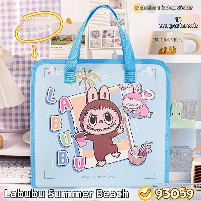 Labubu 13-priehradkový akordeónový priečinok, plastový úložný organizér, hrúbka 0,2 mm