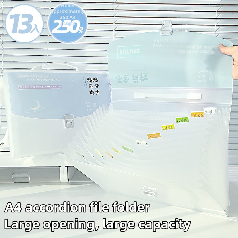 A4 horizontálny skladací priečinok s 13 priehradkami, PP materiál, hrúbka 0.65 mm, tlač logo možná, prispôsobenie