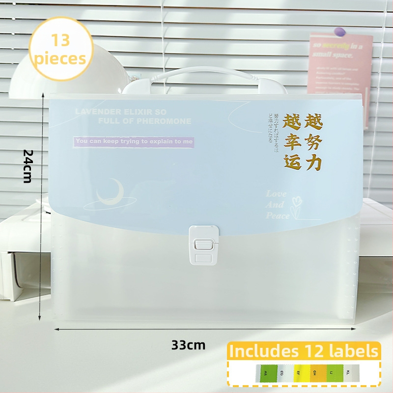 A4 horizontálny skladací priečinok s 13 priehradkami, PP materiál, hrúbka 0.65 mm, tlač logo možná, prispôsobenie