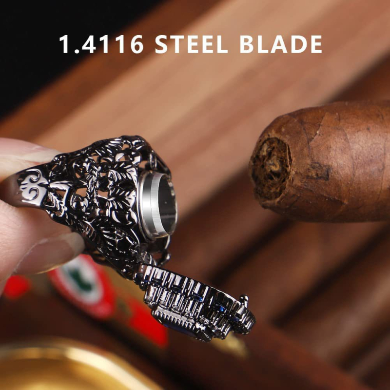 Inel de găurire pentru țigări – inel portabil, elegant, cu cutie cadou și lanț, aliaj de aluminiu + zirconiu, operare manuală, stil simplu