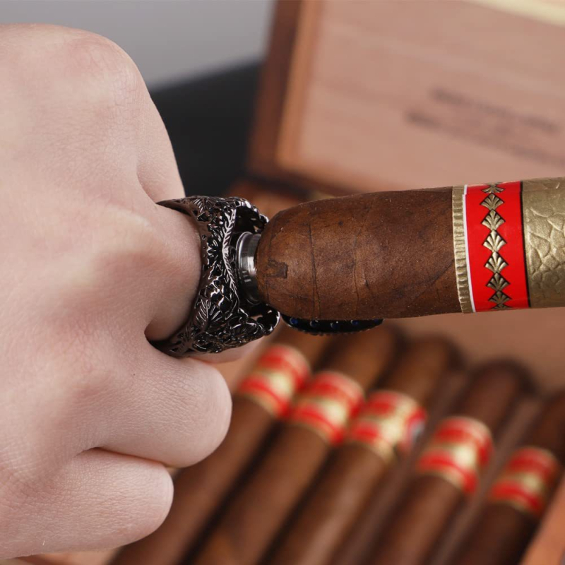 Inel de găurire pentru țigări – inel portabil, elegant, cu cutie cadou și lanț, aliaj de aluminiu + zirconiu, operare manuală, stil simplu