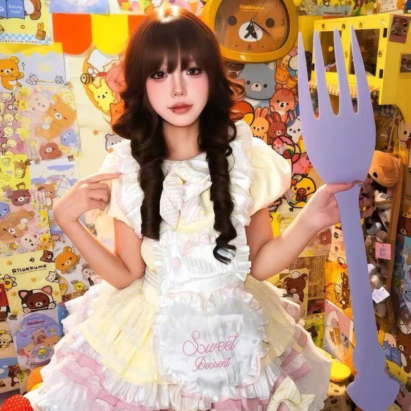 Perucă pentru femei — stil japonez, păr lung buclat, păr din mătase proteică, tehnologie de producție: mecanism, model: perucă completă