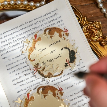 MR.Paper Note adezive cu aur în relief – Catbus Ring, Temă pisică în stil coreean, Formă neregulată, 3 în 1; XS13623; Lipire: Nu; Formă: Cărămidă de hârtie