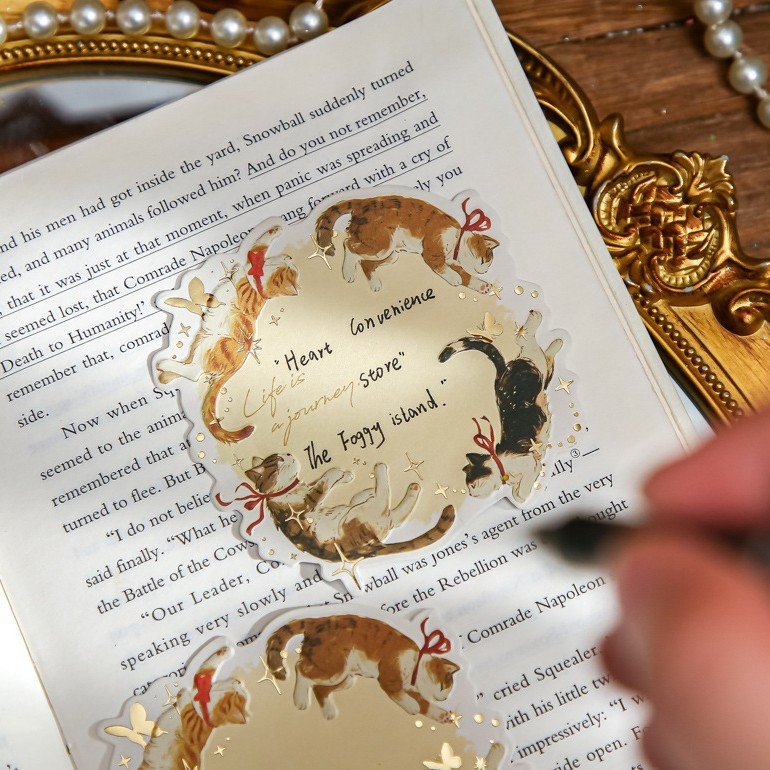 MR.Paper Note adezive cu aur în relief – Catbus Ring, Temă pisică în stil coreean, Formă neregulată, 3 în 1; XS13623; Lipire: Nu; Formă: Cărămidă de hârtie