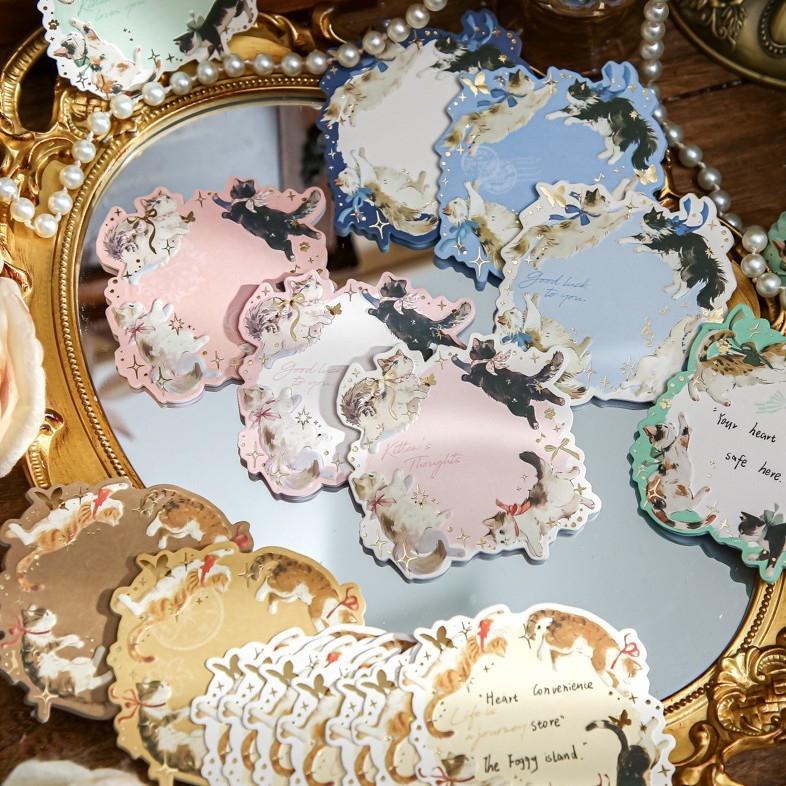 MR.Paper Note adezive cu aur în relief – Catbus Ring, Temă pisică în stil coreean, Formă neregulată, 3 în 1; XS13623; Lipire: Nu; Formă: Cărămidă de hârtie