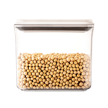 Borcan sigilat pentru cereale, plastic transparent, rezistent la umiditate, pătrat, 800–1000 ml
