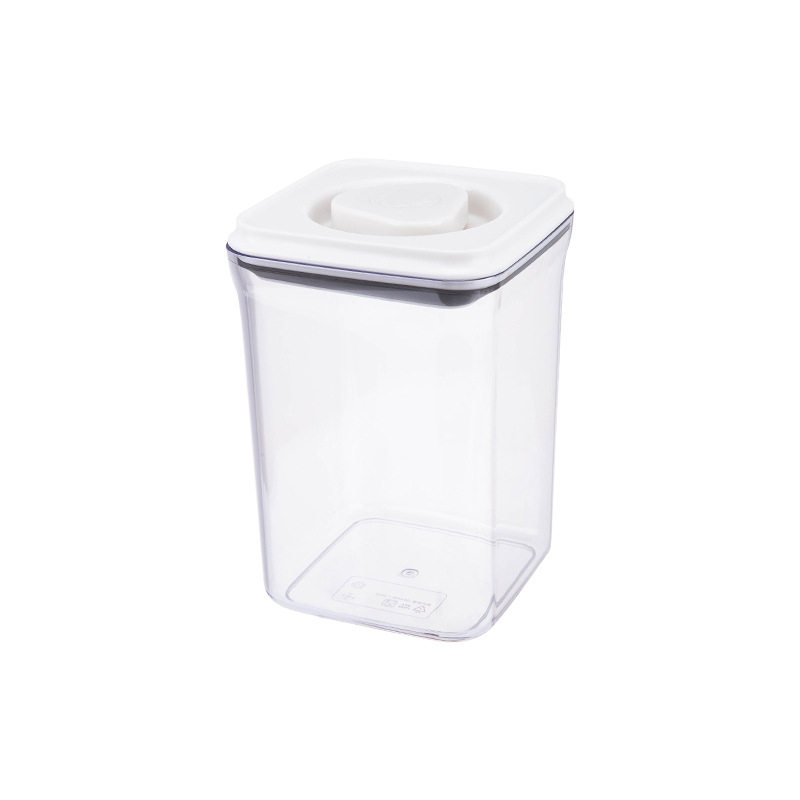 Borcan sigilat pentru cereale, plastic transparent, rezistent la umiditate, pătrat, 800–1000 ml