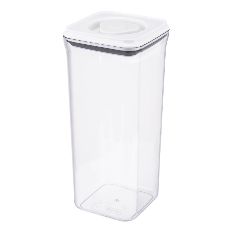 Borcan sigilat pentru cereale, plastic transparent, rezistent la umiditate, pătrat, 800–1000 ml