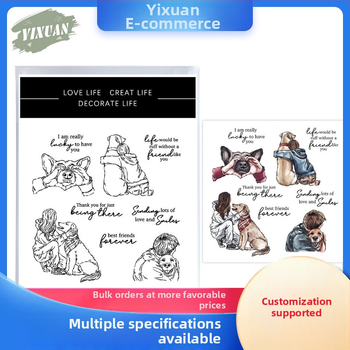 Set reznih dieva za scrapbooking s motivom psa, s pečatom i reljefnim šablonama — karbonska čelika, silikon gel, lijevanje