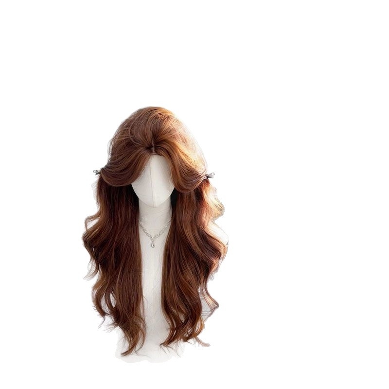 Duoxiu Perucă Lungă Buclată, Aspect Natural, Păr din Mătase Proteică, Acoperire Completă a Capului, Producție cu Mecanism