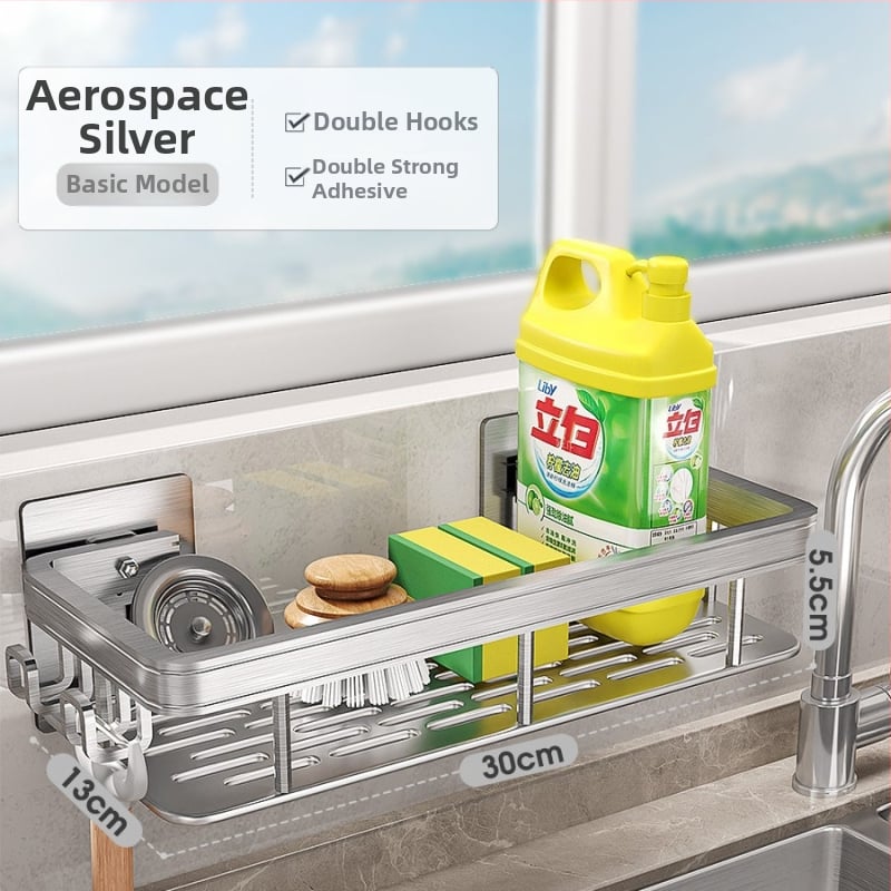 Zidni kuhinjski ormarić za pohranu, višenamjenski stalak za začine i krpe, svemirski aluminij, Ojisk