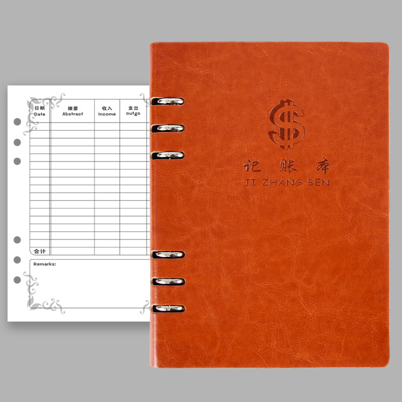 Bilježnica za knjiženje s kožnim izgledom, vezanje loose-leaf, forest papir, 80 g/m², prilagođeni logotip, retro nostalgija