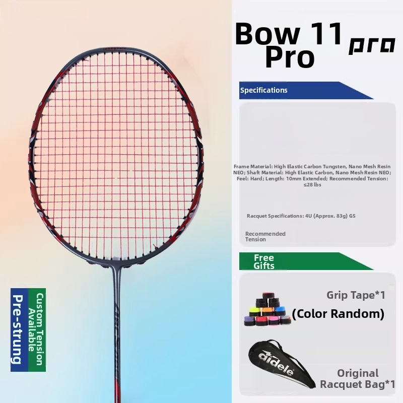 Bedmintonová raketa – ofenzívny model, rám z karbónových vlákien, hmotnosť 80–84 g, technológia Mid-Shaft Foam, hrúbka úchopu G5