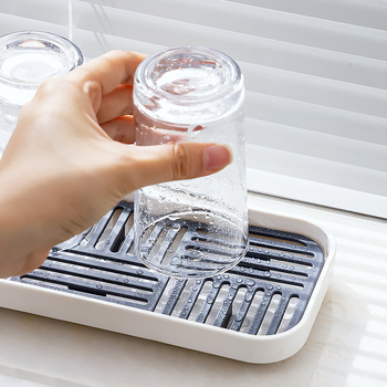 Bočni odvodni kut za sudoper, uski i dugačak, za spužice, krpe i posuđe, plastičan, pomični, bez ugradnje, moderni minimalistički stil