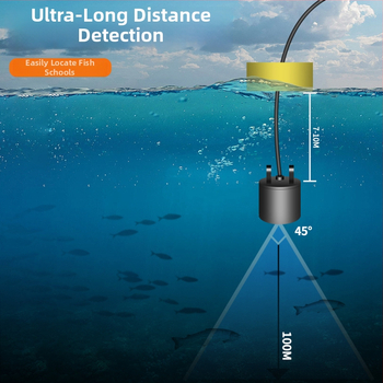 Έξυπνος ανιχνευτής ψαριών με βαθιά ανίχνευση βάθους, ελαφρύ σχεδιασμό και ανίχνευση σμηνών ψαριών – εύρος βάθους 0,6–30 m; Τροφοδοσία: μπαταρία τύπου 7