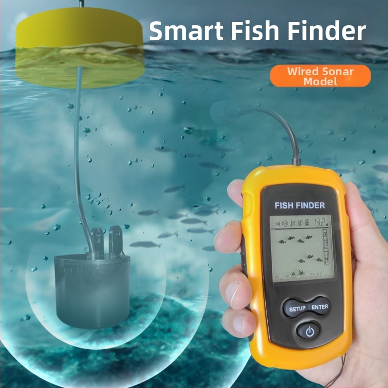 Έξυπνος ανιχνευτής ψαριών με βαθιά ανίχνευση βάθους, ελαφρύ σχεδιασμό και ανίχνευση σμηνών ψαριών – εύρος βάθους 0,6–30 m; Τροφοδοσία: μπαταρία τύπου 7